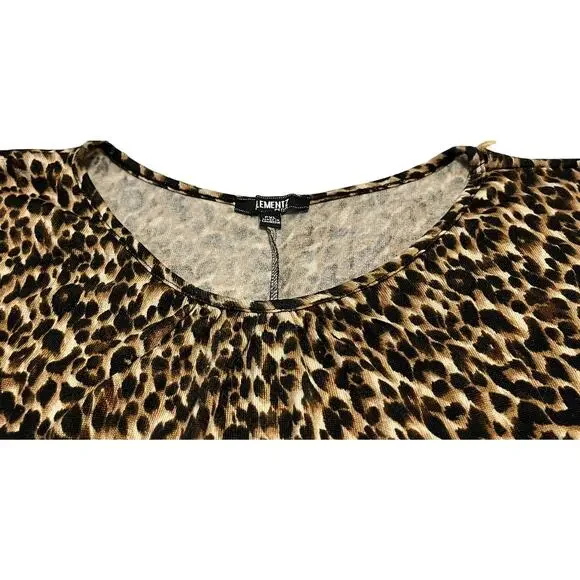 ELEMENTZ DOLMAN SLEEVE, ROUND NECK, TUNIC TOP, WOMENS, PXL, BROWN & TAN ANIMAL - Picture 2 of 11